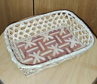 Cesta Mimbre y Bambú Decorativa
