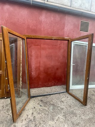 Puerta pvc roble dos hojas abatibles
