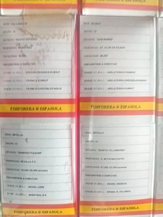 Confezione da 20 scatole di fiammiferi del Mondiale Spagna '82