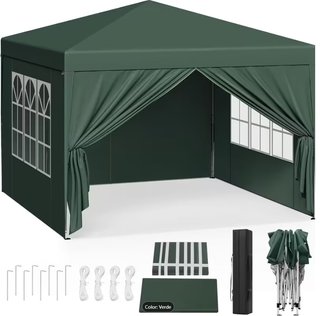 Carpa Plegable 3x3 Verde con Laterales NUEVA!!