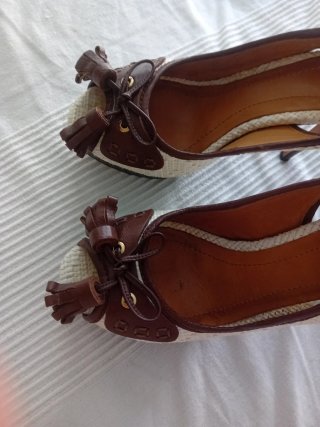 Zapatos de tacón 10cm beige y marrón