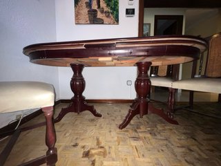 Mesa de comedor extensible de madera con 6 sillas