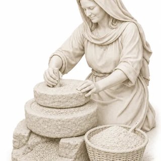 Figura Belén Mujer Moliendo Grano