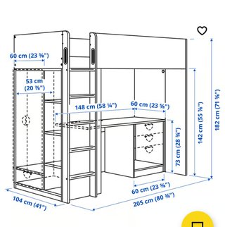 Litera IKEA SMÅSTAD con colchón,  sin escritorio