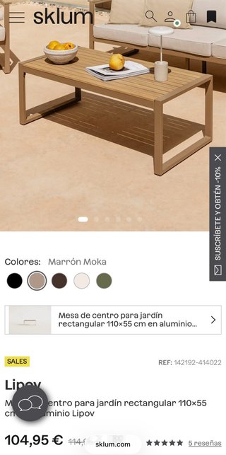 Tavolo da centro giardino in legno e metallo Moka