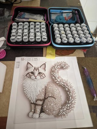 Cuadro Diamante Gato 30x30. En Diamond painting