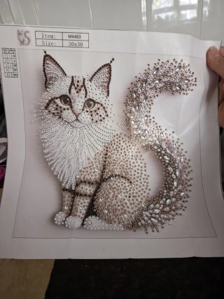 Cuadro Diamante Gato 30x30. En Diamond painting