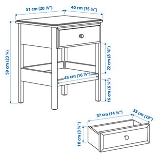Mesita de noche IKEA TYSSEDAL blanca 51x40 cm