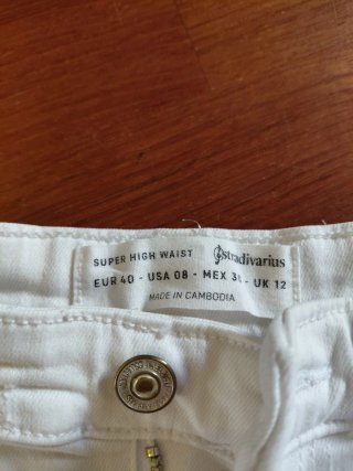 Pantalón Stradivarius Blanco Roto