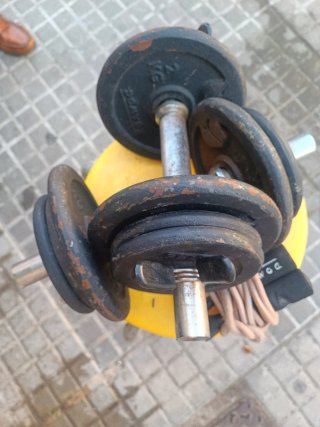 Mancuernas de hierro con discos
