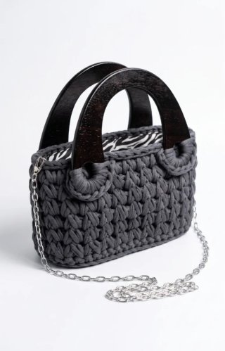 Bolso Crochet Artesanal Madera Cadena