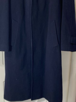 Cappotto lungo blu di lana e cashmire