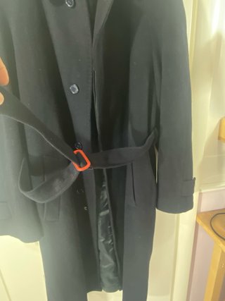 Cappotto lungo blu di lana e cashmire