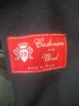 Cappotto lungo blu di lana e cashmire