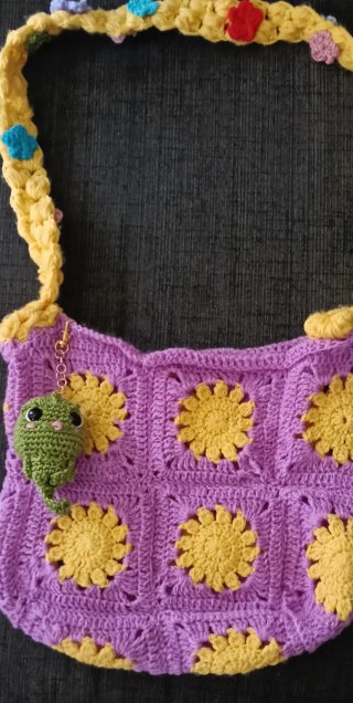 Bolso Crochet Disney Rapunzel + Llavero Pascal