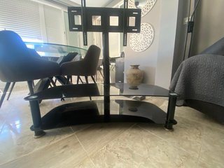 Mueble Soporte TV Cristal Negro