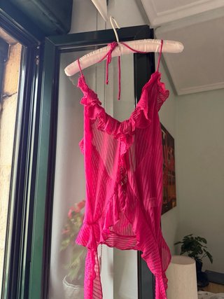 Top Zara Rosa Volantes