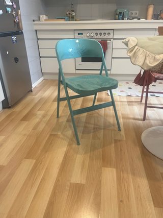 Silla de metal verde plegable x2. Juego de 2 silla