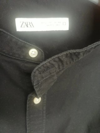Camisa Zara Cuello Mao Negra Talla L