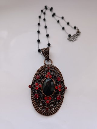 Collana Goth Barocca Zirconi Rossi Neri