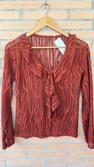 Blusa encaje teja manga larga