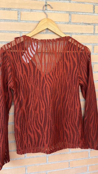 Blusa encaje teja manga larga