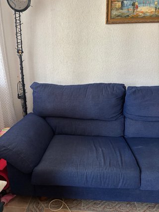 Sofá 3 plazas azul tela