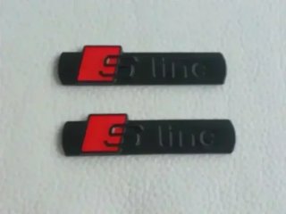 Logo Emblema Audi Sline Laterales Negro Mate