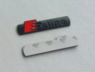 Logo Emblema Audi Sline Laterales Negro Mate