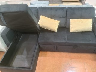 Sofá Cama Gris Terciopelo