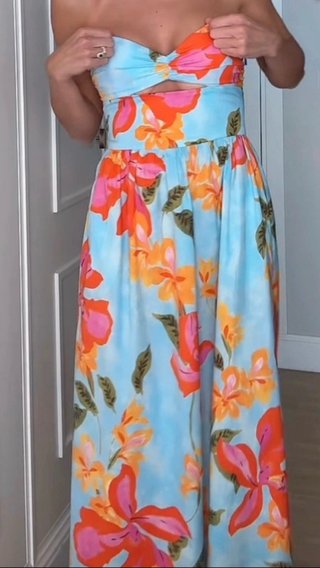 Vestido Zara floral azul talla S