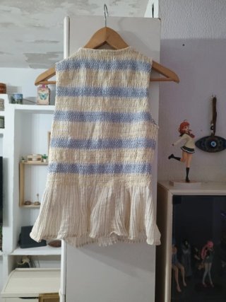 Chaleco Zara Beige y Azul Talla XS