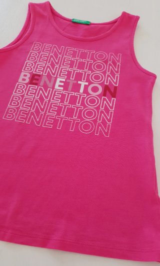 Camiseta tirantes niña Benetton fucsia, talla 7-8