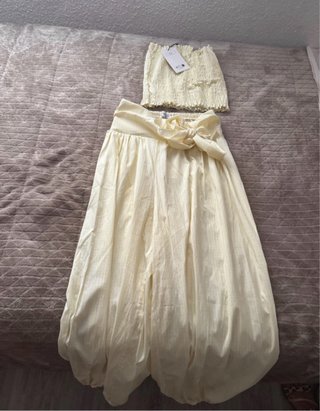Conjunto vintage top y pantalón beige