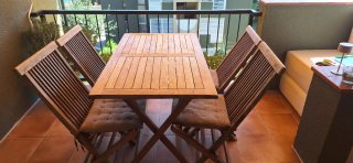 Mesa y 4 Sillas Exterior Madera