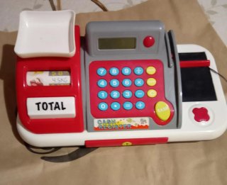 Carrito de compras infantil rojo y rosa