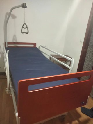 Cama articulada hospitalaria con trapecio