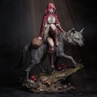 Figura Resina Caperucita Roja y Lobo