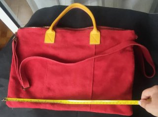 Bolso Tote Ante Rojo Piel Italiana