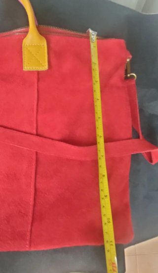 Bolso Tote Ante Rojo Piel Italiana