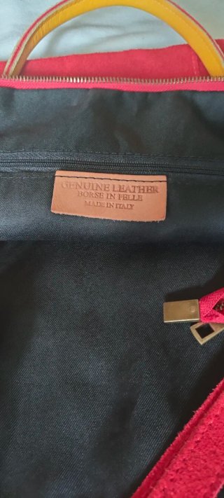 Bolso Tote Ante Rojo Piel Italiana