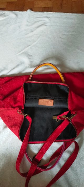 Bolso Tote Ante Rojo Piel Italiana
