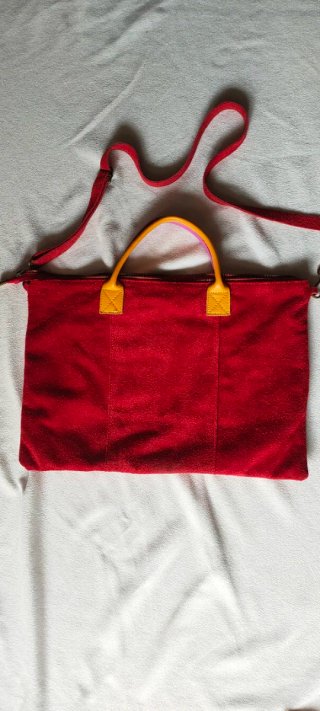 Bolso Tote Ante Rojo Piel Italiana