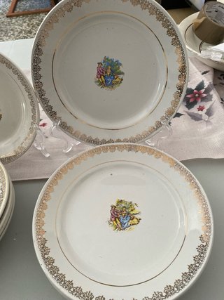 8 Platos Porcelana Antigua Cartuja Pikman
