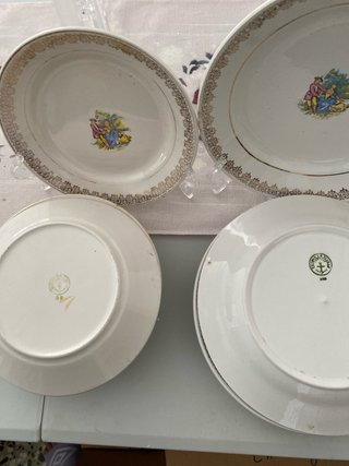 8 Platos Porcelana Antigua Cartuja Pikman