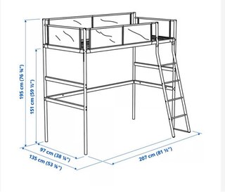 Cama alta 90x200 cm