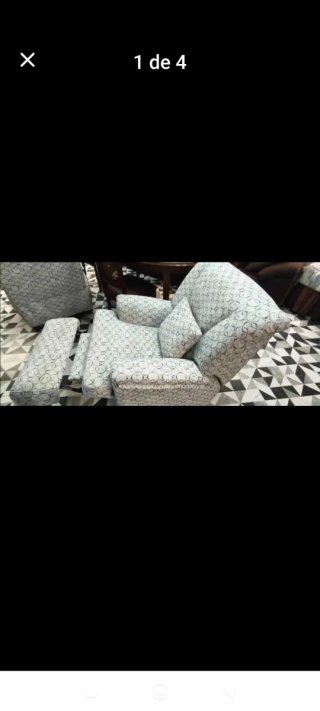 Sillón relax tela beige y gris