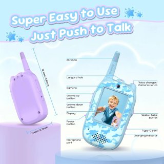 Walkie Talkie Vídeo Niños Recargables 2 Pack