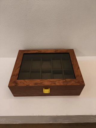 Scatola porta orologi in legno con vetro