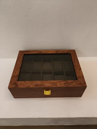 Scatola porta orologi in legno con vetro